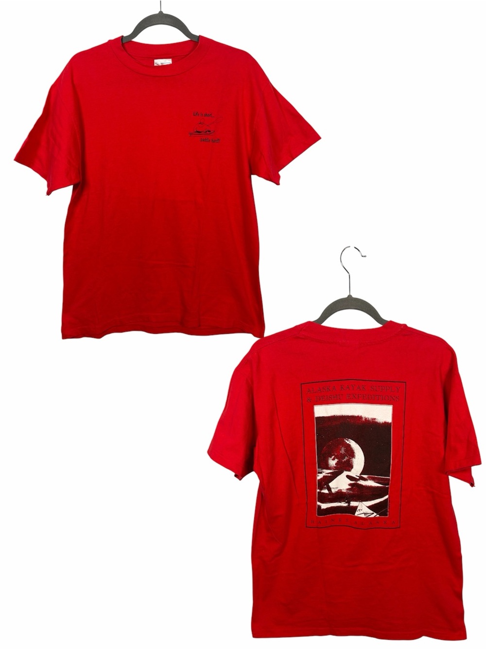 Vintage 90s Alaska Kayak Supply Haines Graphic T Shirt Hanes Beefy-T L SS
